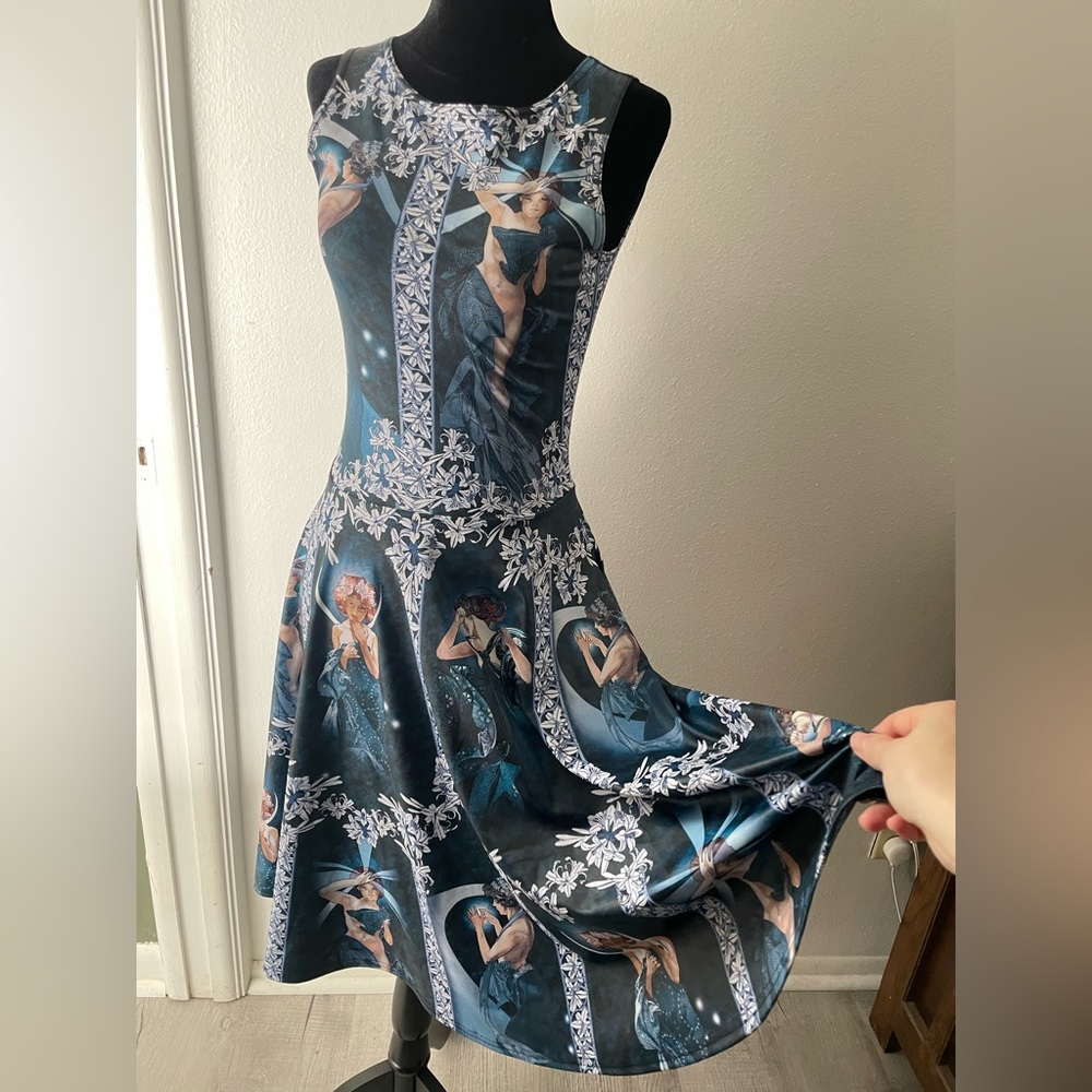 Blackmilk Alphonse Mucha design midi dress with pockets!